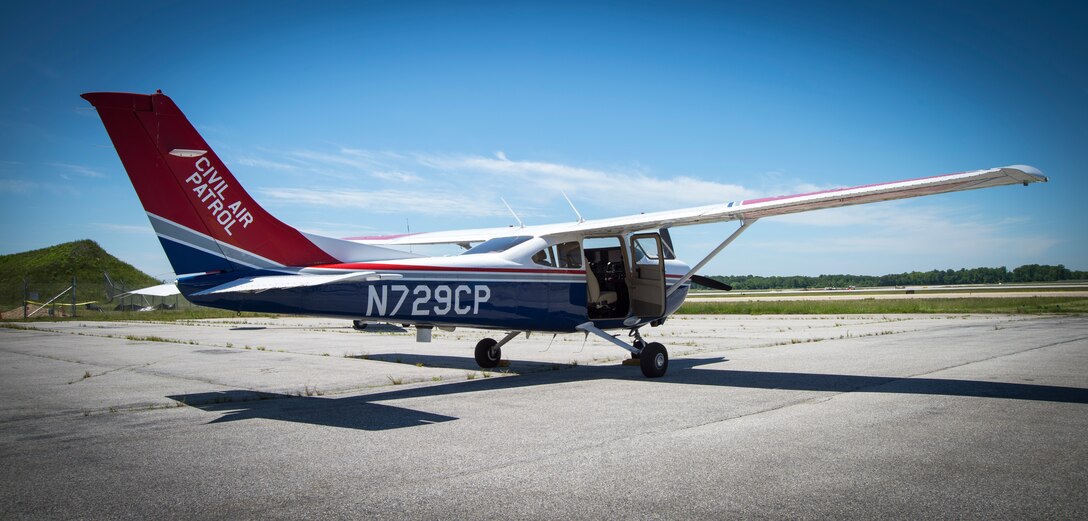 A Civil Air Patrol Cessna is parked on the flight line before a cadet orientation flight on Joint Base Andrews, Md., May 23, 2015. The CAP O-Flight motto is, “safe, fun, educational,” and its purpose is to share the thrill of flying with the cadets. (U.S. Air Force photo/Airman 1st Class Ryan J. Sonnier)