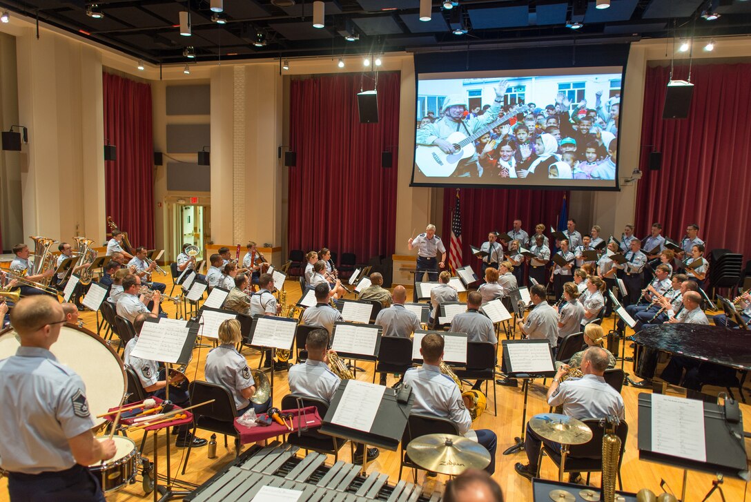 Colonel Larry H. Lang lead the Air Force Concert Band and Singing Sergeants in a  performance of John William's "Call of the Champions" for some distinguished visitors.  We love sharing our mission and capabilities with Air Force leadership from around the region.