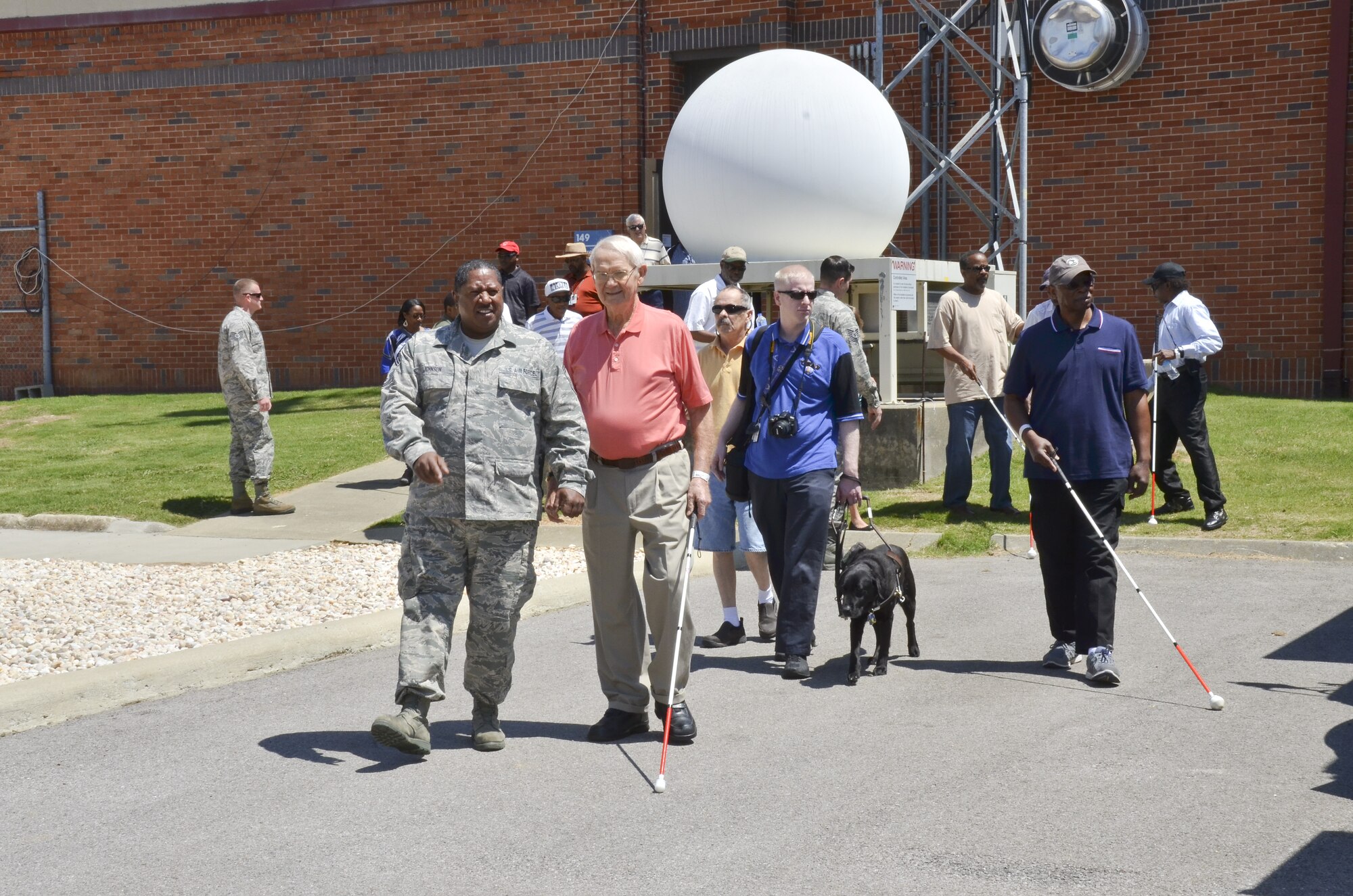 Visually impaired veterans from the Southeastern Blind Rehabilitation Center visit the 117th Air Refueling Wing. The SBRC is a division of the United States Veterans Administration whose mission is to provide care for blind and low vision veterans and active duty service members. (U.S. Air National Guard photo by: Senior Master Sgt. Ken Johnson/Released)