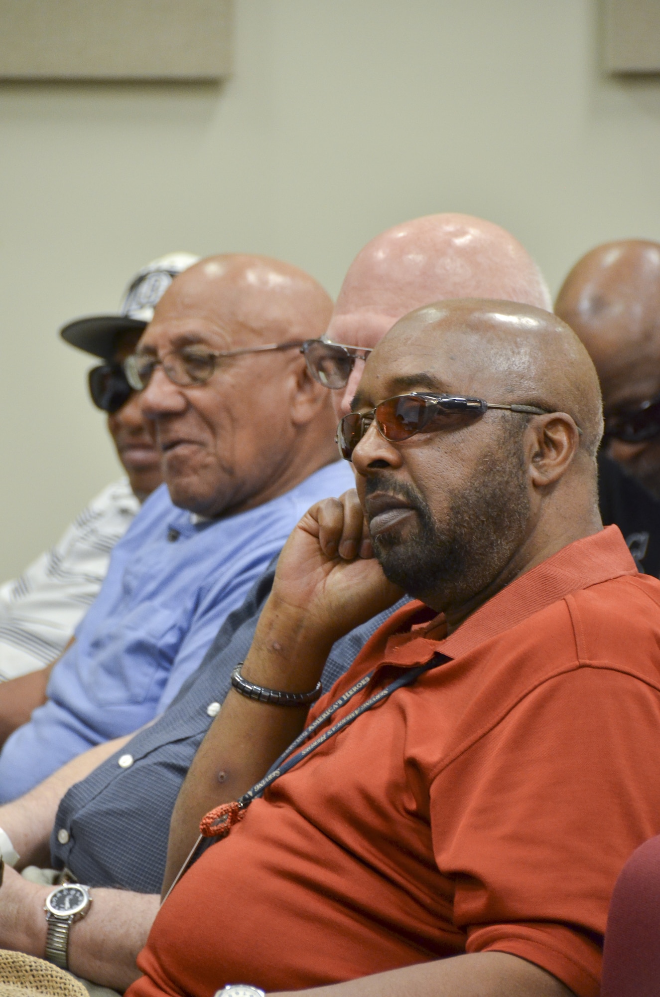 Visually impaired veterans from the Southeastern Blind Rehabilitation Center visit the 117th Air Refueling Wing. The SBRC is a division of the United States Veterans Administration whose mission is to provide care for blind and low vision veterans and active duty service members. (U.S. Air National Guard photo by: Senior Master Sgt. Ken Johnson/Released)