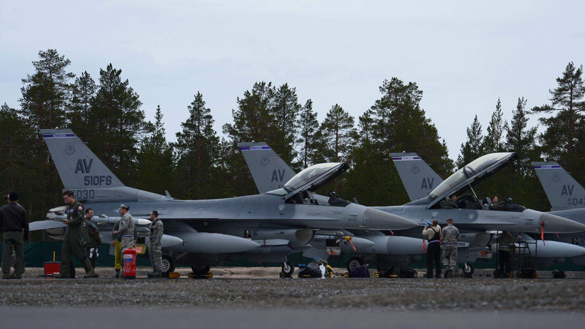 The 510th Fighter Squadron from Aviano Air Base, Italy, arrived at Kallax Air Base, Sweden, May 22, 2015, for Arctic Challenge Exercise 2015. Nine nations will participate during the exercise to help ensure interoperability, and strengthen relationships and engagements with NATO allies and Partners for Peace. (U.S. Air Force photo by Staff Sgt. Evelyn Chavez)