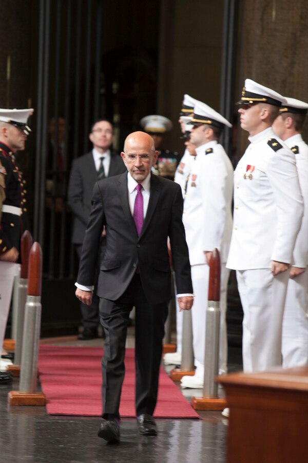 Peter Awn arrives for the commissioning ceremony of Staff Sergeant Patrick Poorbaugh at the Low Memorial Library Rotunda, Columbia University, New York City, May, 21. Poorbaugh became the first Marine in 40 years to commission from the school. Awn is the Columbia University School of General Studies Dean.