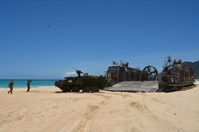 WAIMANALO, Hawaii (May 21, 2015) - Headquarters and Headquarters Troop, 2nd Squadron, 14th Cavalry Regiment, 2nd Stryker Brigade Combat Team, 25th Infantry Division participates in a joint readiness exercise, Culebra Koa 15 at Bellows Air Force Station.  Culebra Koa is a joint exercise, which consists of the U.S. Army, the U.S. Navy, and the U.S. Marines, with the overall concept of validating troop deployment readiness and joint amphibian capabilities. 