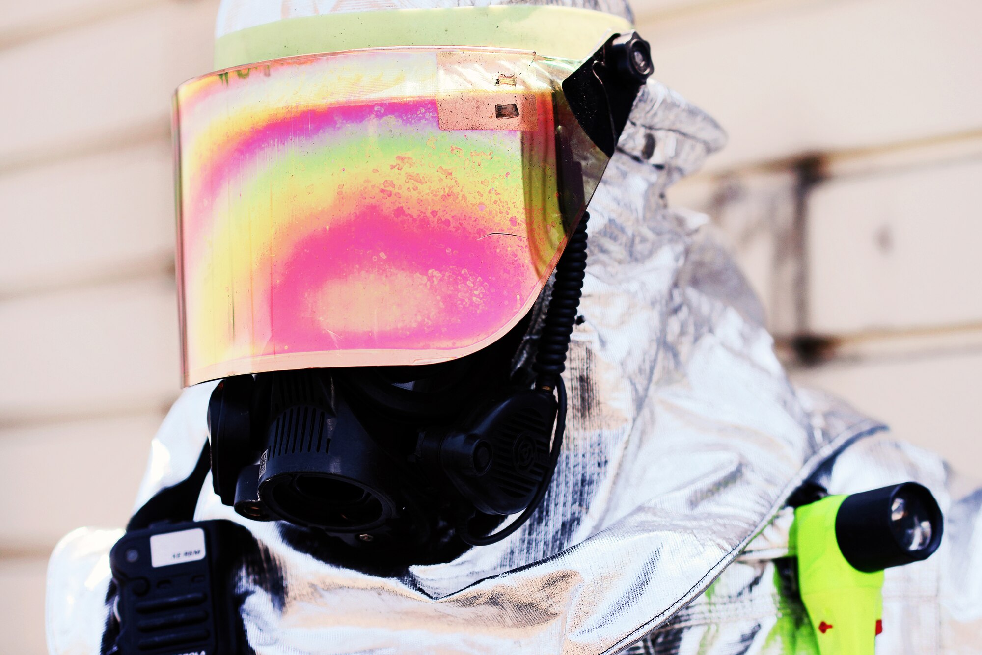 A 374th Civil Engineer Squadron firefighter prepares to enter a fire training facility during an exercise May 26, 2015, at Yokota Air Base, Japan. Firefighters train daily to maintain the necessary skills to respond to fire emergencies effectively. (U.S. Air Force photo by Airman 1st Class Delano Scott/Released)