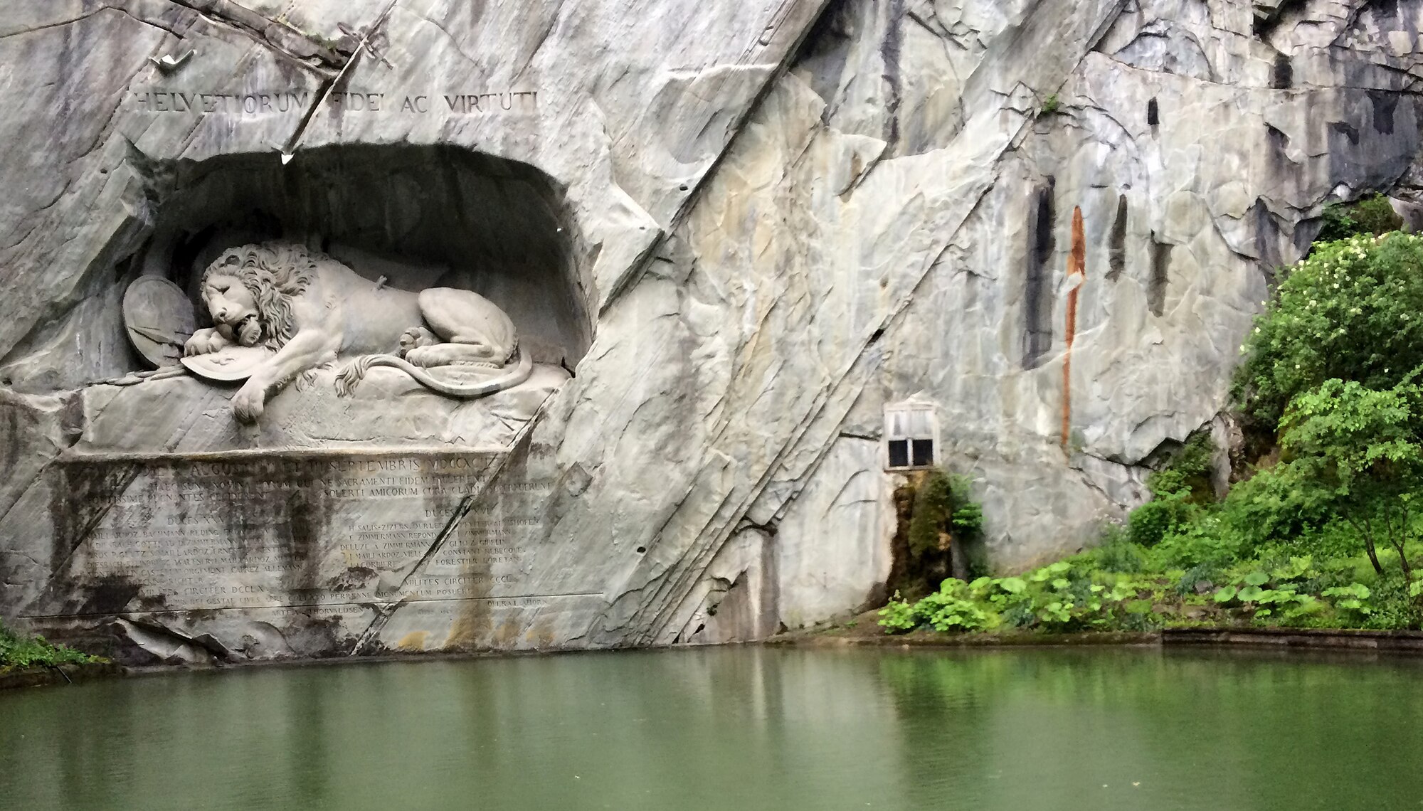 The historic Lion Monument, or Löwendenkmal, in Lucerne, Switzerland, was constructed in the early 1800s as a memorial for the Swiss soldiers who died when revolutionaries stormed King Louis XVI’s palace. Nearly 800 soldiers were killed during the attack. (U.S. Air Force photo by Staff Sgt. R.J. Biermann/Released) 
