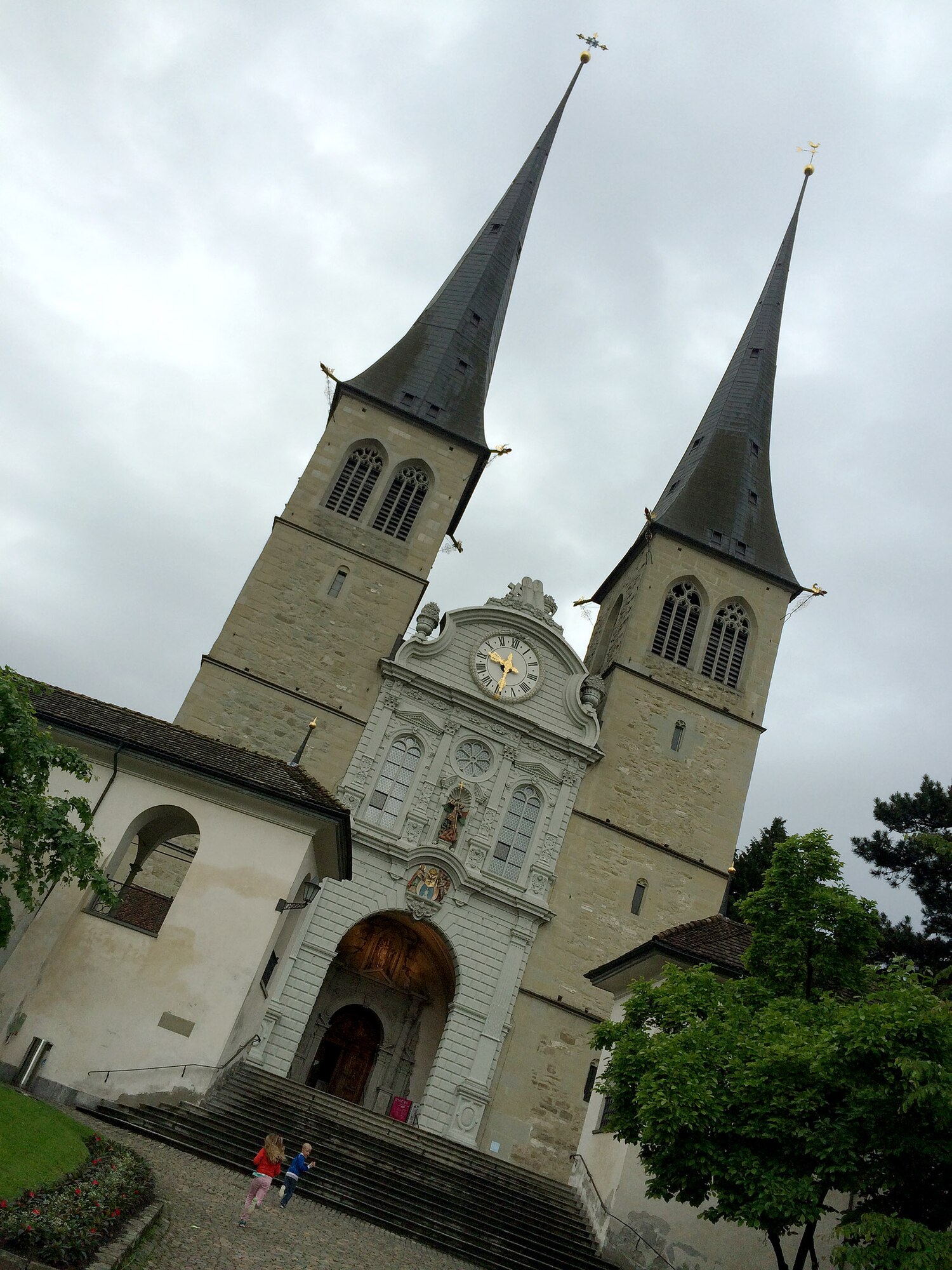 St. Leodegar Church in Lucerne, Switzerland, attracts tourists from around the globe with its high, vaulted ceilings, marble-stone walls, detailed paintings and gold-covered shrines. The church was built in the 1600s during the Thirty Years War. (U.S. Air Force photo by Staff Sgt. R.J. Biermann/Released)