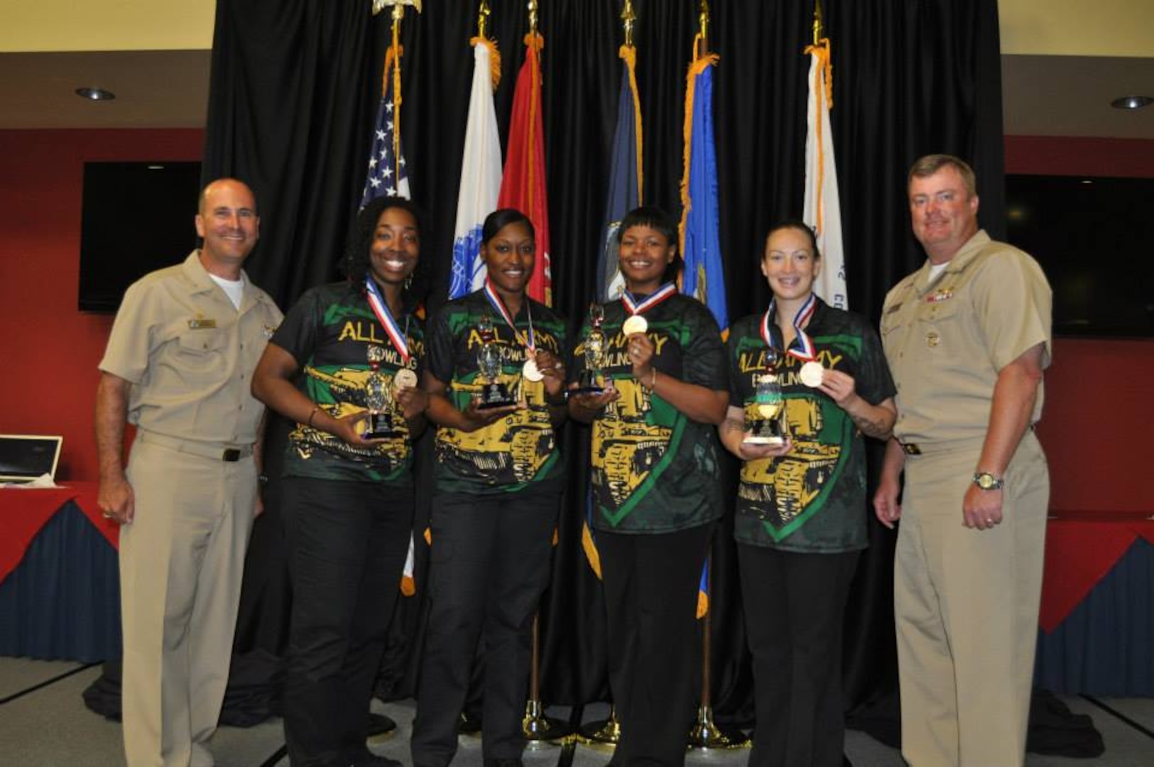 Army Women's gold medal team at the 2015 Armed Forces Bowling Championship held at NAS Jacksonville, Fla. from 11-18 May
