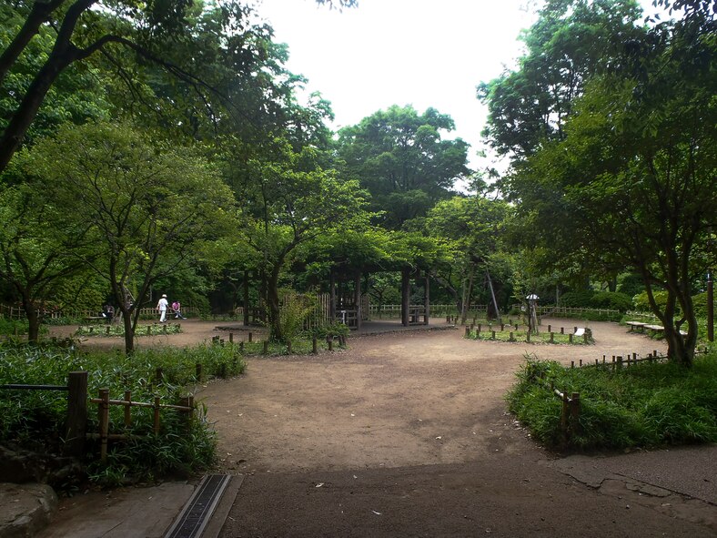 People eat lunch at a resting area May 25, 2015, at Arisugawa Park, Minato, Japan. There are multiple areas throughout the park where visitors can stop and enjoy a meal. (U.S. Air Force photo by Senior Airman David Owsianka/Released)