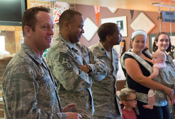 Col. David Iverson, 366th Fighter Wing commander, addressed airmen and family members in attendance at the grand opening of the Gunfighter Greens Golf Course May 27, 2015, at Mountain Home Air Force Base, Idaho. Iverson thanked the 366th Force Support Squadron for their hard work they dedicate the Gunfighter family. (U.S. Air Force photo by Senior Airman Malissa Lott/RELEASED)
