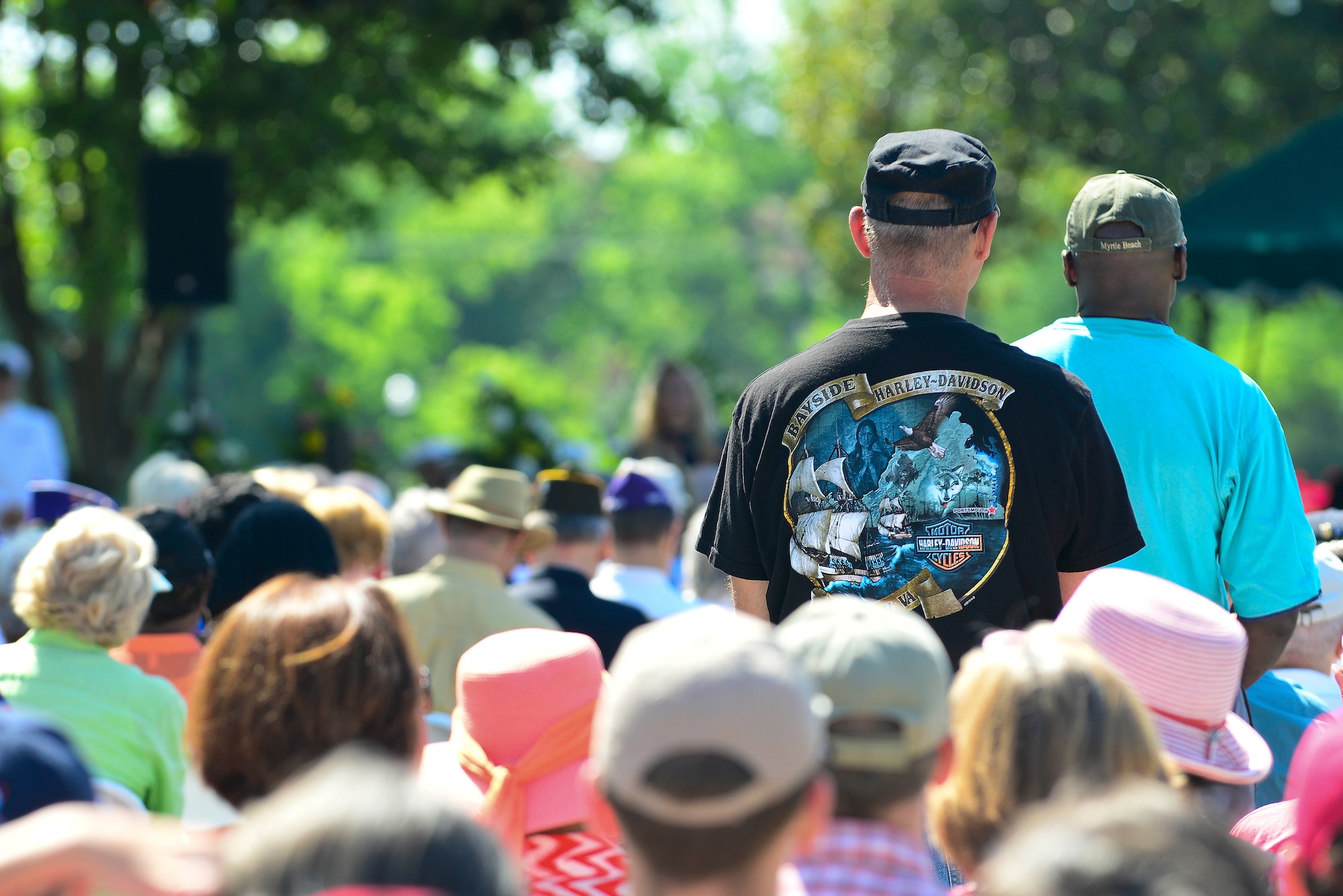 Veterans attend a Memorial Day Ceremony in Hampton, Va., May 25, 2015. The ceremony honored Service members who served in conflicts dating back to World War II that paid the ultimate sacrifice. (U.S. Air Force photo by Senior Airman Kimberly Nagle/Released)  