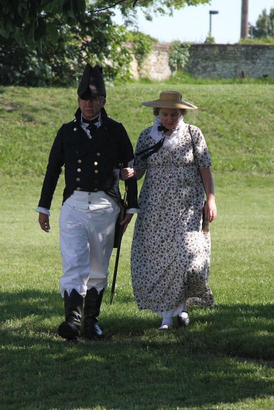 FORT NORFOLK, Va. -- War of 1812 reenactors walk the grounds here June 9, 2012. The reenactors were part of OpSail 2012, which marked the bicentennial of the War of 1812 and brought international tall ships and naval vessels to Hampton Roads and other port cities.  (U.S. Army photo/Kerry Solan)