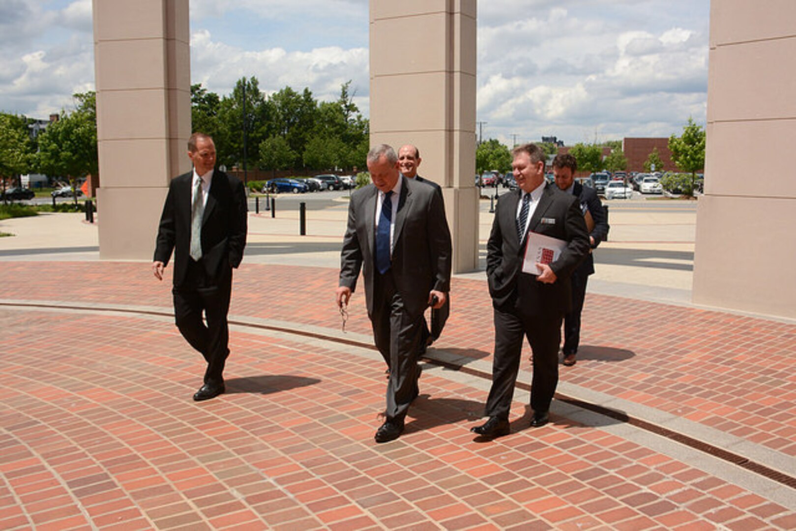 Dr. Rich Hooker, Director of INSS, greets General John R. Allen (USMC, Ret.), Special Presidential Envoy for the Global Coalition Against ISIL.