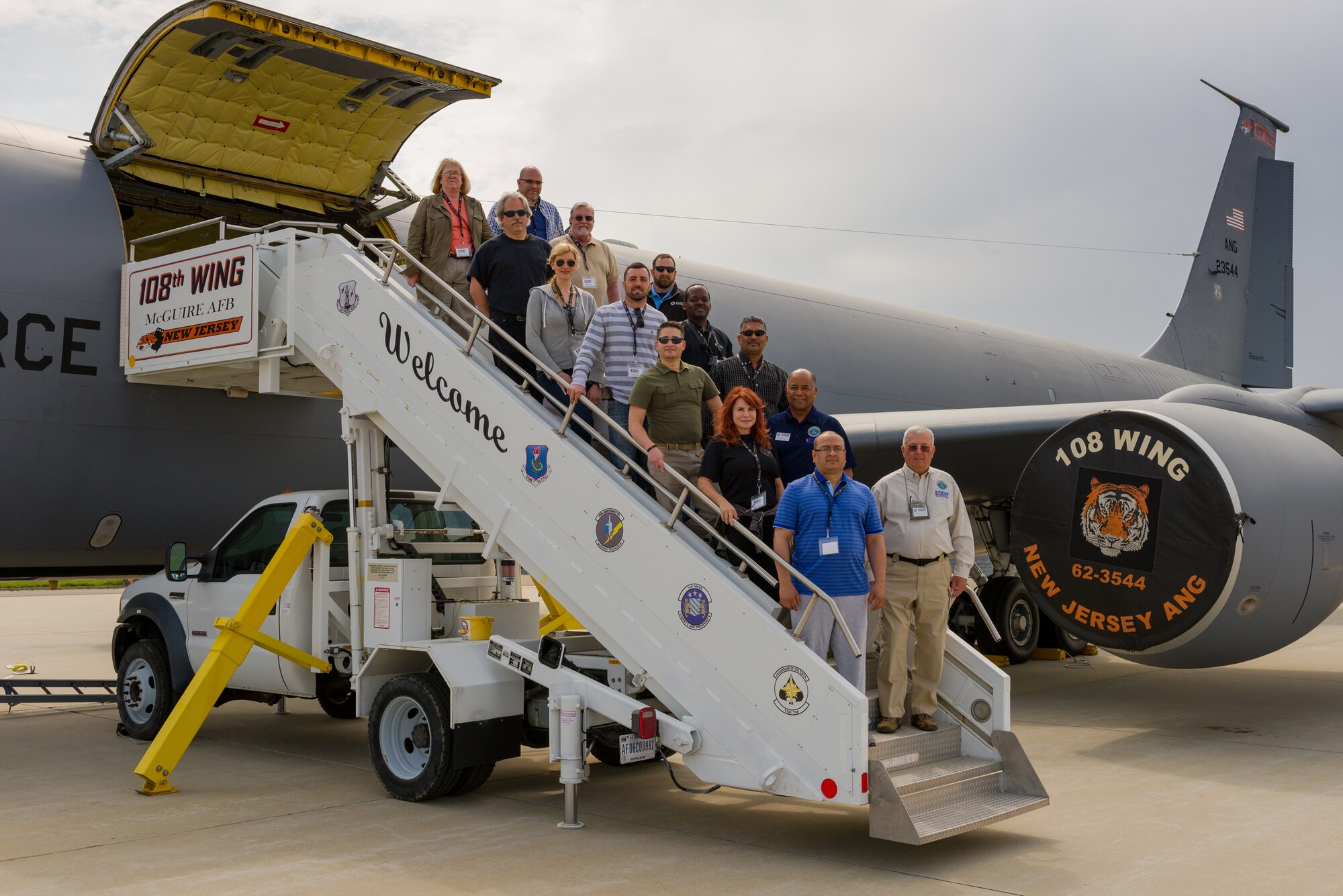 Local business leaders pose for a photograph during this year’s Seven Seals Boss Lift May 5, 2015 at Joint Base McGuire-Dix-Lakehurst, N.J.  The Seven Seals Boss Lift is an opportunity for employers of National Guardsmen and Reservists to gain an understanding of citizen-warriors, their mission, and their role in national defense. (U.S. Air Force photo by Robert Williard)
