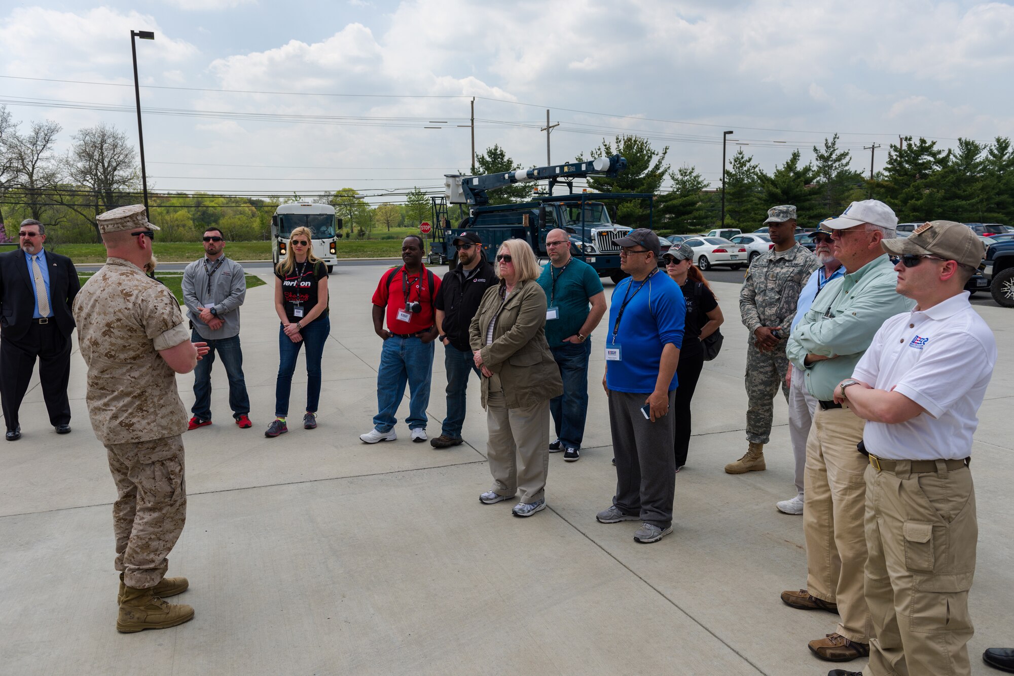 Local business leaders learn about the mission of Marine Aircraft Group-49 during this year’s Seven Seals Boss Lift May 5, 2015 at Joint Base McGuire-Dix-Lakehurst, N.J.  The Boss Lift is an opportunity for employers of National Guardsmen and Reservists to gain an understanding of citizen-warriors, their mission, and their role in national defense. (U.S. Air Force photo by Robert Williard)
