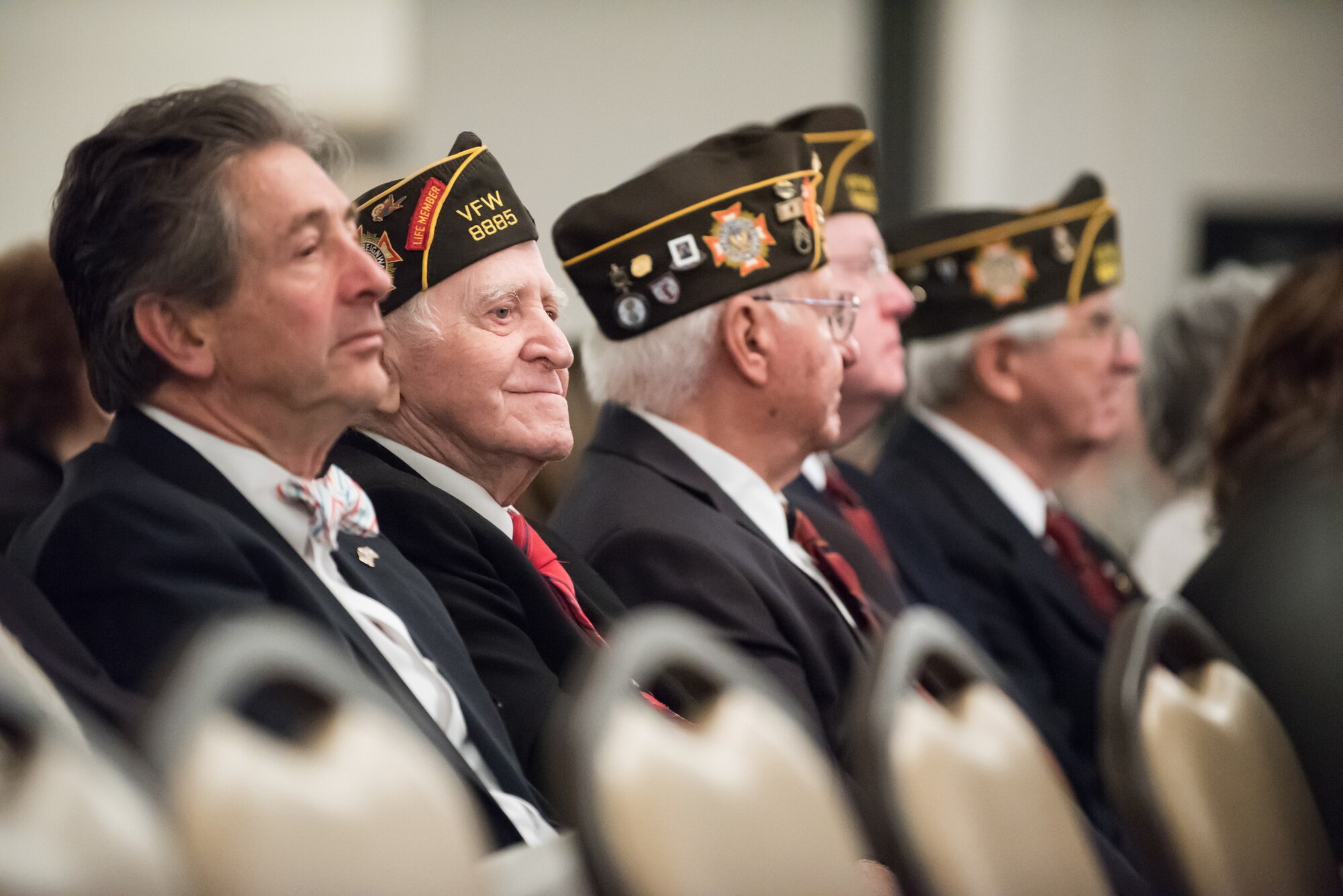 Local Veterans of Foreign War chapter members were among more than 300 attendees at the 33rd Annual Parade of Wreaths honoring our fallen warriors May 21, 2015, at Tommy B’s Community Activities Center at Joint Base McGuire-Dix-Lakehurst, N.J. The Parade of Wreaths ceremony began in 1982 with the donation of a plaque for service members killed or missing in action.  (U.S. Air Force photo by Russell Meseroll/Released)