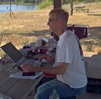 Steve Albrecht, Yuba-Sutter Amateur Radio Club member, monitors his radio equipment at Beale's Family Camp May 9, 2015, at Beale Air Force Base, California. Albrecht participated in the annual Armed Forces Cross band Communications Test with Tech. Sgt. Michael Sangria, 9th Aircraft Maintenance Squadron assistant first sergeant and YSARC member. This annual event gives amateur radio operators and shortwave listeners an opportunity to demonstrate their technical skills and to receive recognition from the appropriate military radio stations.  (Courtesy photo)