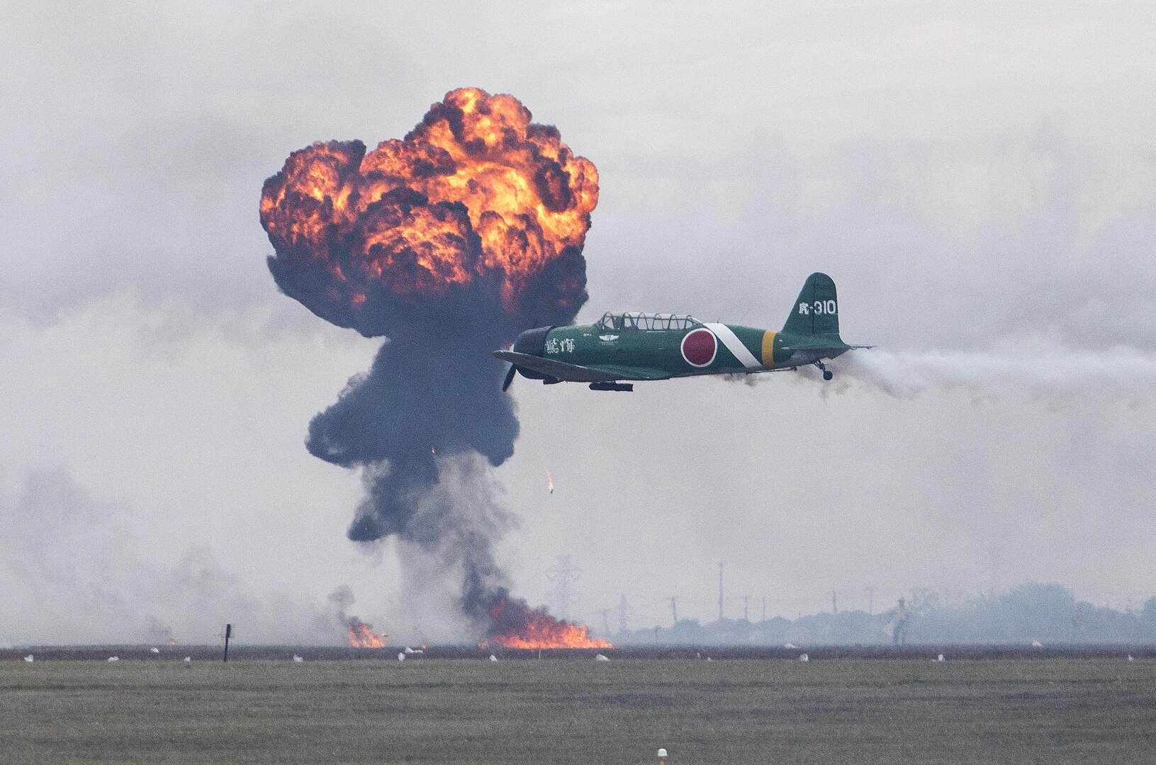 Tora, Tora, Tora recreates the Japanese attack on Pearl Harbor at Joint Base San Antonio-Randolph during the 2015 JBSA Air Show and Open House Oct. 31, 2015 at JBSA-Randolph."Tora, Tora, Tora" is the Commemorative Air Force's recreation of the Japanese attack on Pearl Harbor that signaled the beginning of the American involvement in World War II. Designed as a living history lesson, "Tora, Tora, Tora" is intended as a memorial to all the soldiers on both sides who gave their lives for their countries.(U.S. Air Force photo by Johnny Saldivar)