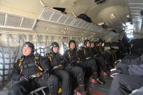 Members of the U.S. Army Golden Knights prepare to jump during the 2015 Joint Base San Antonio Air Show and Open House Nov. 1, 2015 at JBSA-Randolph. The United States Army Parachute Team, nicknamed and commonly known as the Golden Knights, is a demonstration and competition parachute team of the United States Army.The demonstration teams, which use five dedicated aircraft, perform at more than 100 events per year. (U.S. Air Force photo by Joel Martinez/Released)