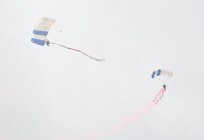 Members of the U.S. Air Force Wings of Blue perform during the 2015 Joint Base San Antonio Air Show and Open House Nov. 1, 2015, at JBSA-Randolph, Texas.  Air shows allow the Air Force to display the capabilities of our aircraft to the American taxpayer through aerial demonstrations and static displays. JBSA-Randolph’s air show allowed attendees to get up close and personal to see some of the equipment and aircraft used by the U.S. military today.  (U.S. Air Force photo by Senior Airman Krystal Wright/Released)
