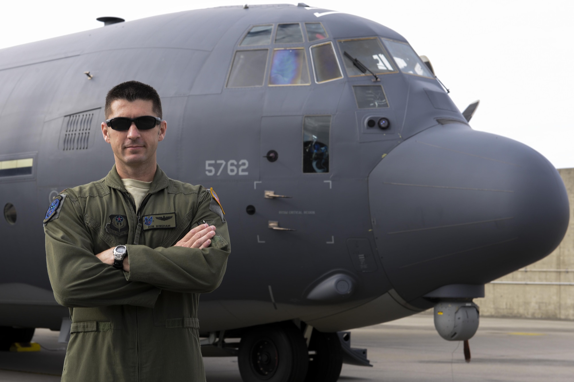 U.S. Air Force Maj. Robert Bingham, 17th Special Operations Squadron Standards and Evaluation chief, poses for a photo in front of a MC-130J Commando II Sept. 10, 2015, on Kadena Air Base, Japan. Bingham was selected to receive the Airlift/Tanker Association Award for his outstanding performance in air mobility activities. (U.S. Air Force photo by Senior Airman John Linzmeier)