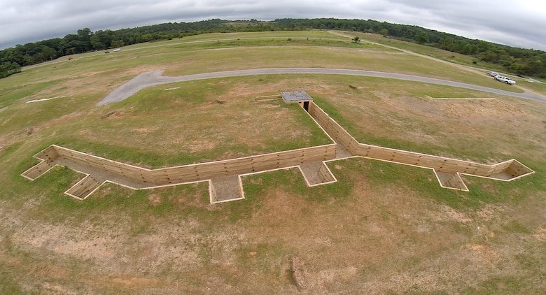 The trench line objective on an Infantry Platoon Battle Course at Fort Knox, Kentucky.