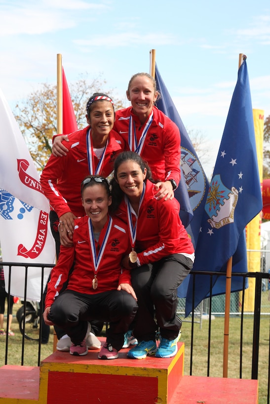 Marine Corps Women take Armed Forces Gold for the first time. Christine Taranto,2:53:30; Danielle Pozun, 3:01:06; Angelica Valdez, 3:05:39; Sara Pacheco, 3:10:15	
