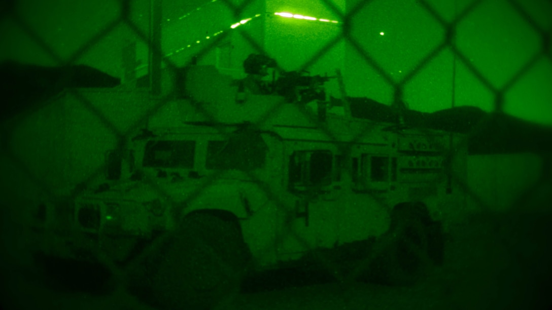 A Marine with Company C, 1st Marine Raider Battalion, U.S. Marine Corps Forces, Special Operations Command provides security during a ground mobility night raid aboard Marine Corps Base Camp Pendleton, Calif., Oct. 8, 2015. Marine Special Operations Company C spent the first phase of their three-phase Company Collective Exercise practicing Foreign Internal Defense aboard Marine Corps Base Camp Pendleton, Calif., Oct. 5-8.