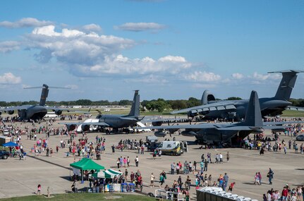 Residents of the San Antonio community get a close up view of various aircraft during the 2015 Joint Base San Antonio Air Show and Open House Nov. 1, 2015 at JBSA-Randolph, Texas. Air shows allow the Air Force to display the capabilities of our aircraft to the American taxpayer through aerial demonstrations and static displays and allowing attendees to get up close and personal to see some of the equipment and aircraft used by the U.S. military today. (U.S. Air Force photo by Johnny Saldivar) 
