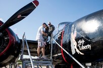 Visitors get a close up view of a Douglas A-26 Invader during the 2015 Joint Base San Antonio Air Show and Open House Nov. 1, 2015 at JBSA-Randolph, Texas. Air shows allow the Air Force to display the capabilities of our aircraft to the American taxpayer through aerial demonstrations and static displays and allowing attendees to get up close and personal to see some of the equipment and aircraft used by the U.S. military today. (U.S. Air Force photo by Johnny Saldivar) 
