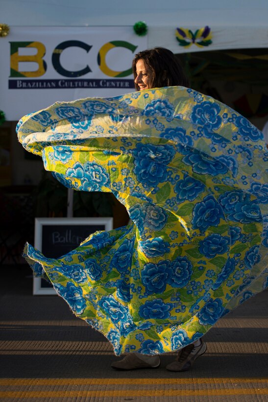 Patricia O’Connell performs a Brazilian dance during the annual Latino Heritage Festival in Des Moines, Iowa, Sept. 26, 2015. DoD photo by EJ Hersom