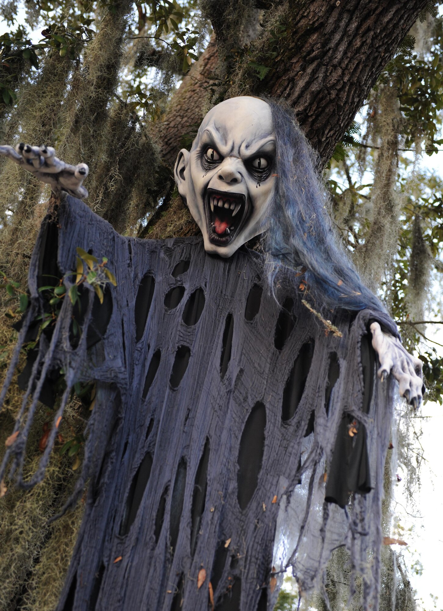 Halloween decorations hang from trees during Ghouls in the Park at marina park, Oct. 30, 2015, Keesler Air Force Base, Miss. Ghouls in the Park featured games with prizes, a “Trunk or Treat” and a haunted house.  (U.S. Air Force photo by Kemberly Groue)