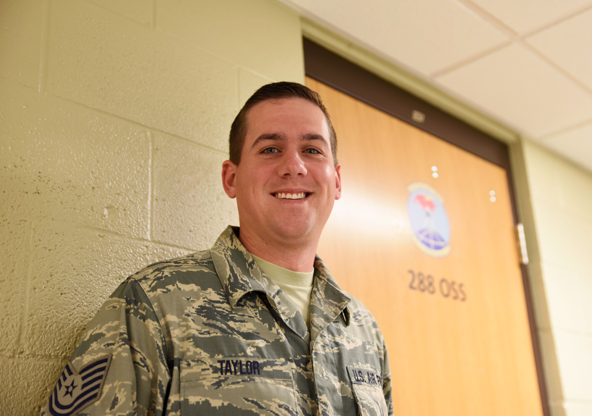 Tech. Sgt. Cash Taylor, intelligence operations specialist, Nov. 2, 2015, works at Ebbing Air National Guard Base, Fort Smith, Ark., as a member of the 288th Operations Support Squadron. Before arriving at the 188th Wing, Taylor worked at Osan Air Base, Korea; Offutt Air Force Base, Neb.; and Goodfellow Air Force Base, Texas. Taylor was selected as the November 2015 Flying Razorback Spotlight. (U.S. Air National Guard photo by Senior Airman Cody Martin/Released)