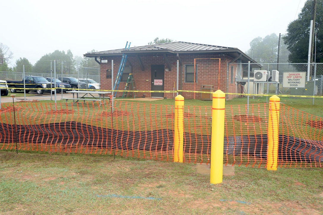 An estimated $600,000 renovation project is currently underway at the Corporal Dustin Jerome Lee Kennel aboard Marine Corps Logistics Base Albany. The additions will include a new veterinarian room, offices for the kennel master and training officer as well as a conference room/break room.