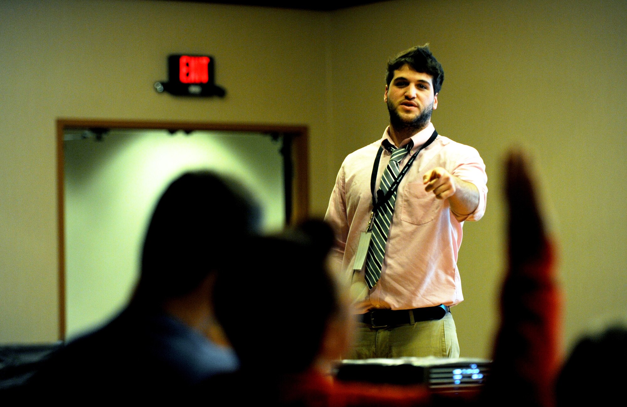 Eric Thoemke, ND Strong filmmaker, answers questions in a panel in iMagicon at Minot, N.D. Oct. 30, 2015. iMagicon is a comic book convention that showcases local filmmakers, local businesses and promotes anything pop culture, with several Airmen from Minot Air Force Base volunteering during the two day event. (U.S. Air Force photo by Staff Sgt. Chad Trujillo)