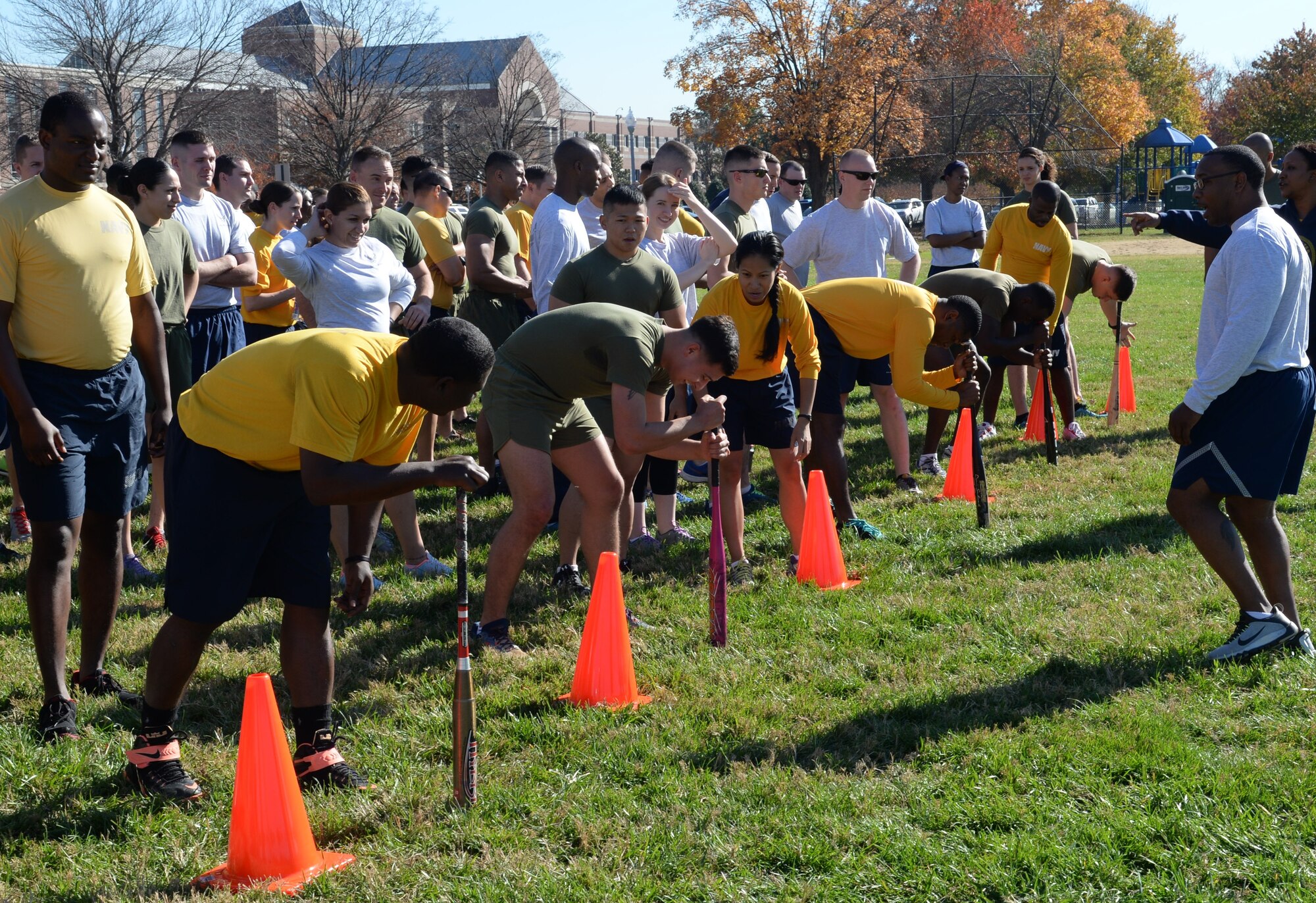 Participants in the Joint Professional Development Seminar compete in a Field Competition on Nov. 3, 2015 at the National Defense University. The event was part of the five-day course designed to engage Noncommissioned and Petty Officers in deliberate development to equip them to lead through the challenges of the 21st century. (U.S. Air Force Photo/1Lt. Esther Willett)