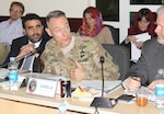 Maj. Gen. Gordon “Skip” Davis, Jr., commander, Combined Security Transition Command-Afghanistan, discusses progress on transparency, accountability and affordability initiatives within the Afghan Security Institutions at the fifth meeting of the Oversight and Coordination Body, an ambassador-level gathering, Nov. 2.