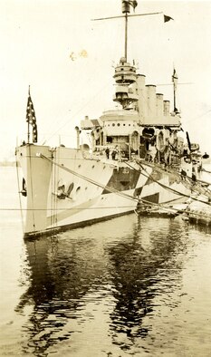 Troop ships crossing the oceans during World War I were under constant threat of attack by German submarines. To combat this threat, dazzle camouflage was applied to sea-going vessels. Utilizing complex geometric patterns and contrasting colors, the goal was not to conceal a ship, but to make it more difficult to estimate the ship’s size, speed and position in the water. No two dazzle paint schemes were the same and could be particularly deceptive when seen through a submarine periscope. (U.S. Air Force photo)