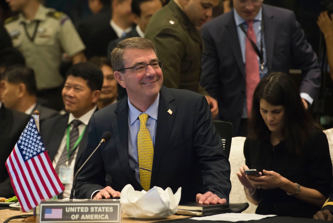 U.S. Defense Secretary Ash Carter attends the plenary session of the Association of Southeast Asian Nations Defense Ministers’ Meeting – Plus in Kuala Lumpur, Malaysia, Nov. 4, 2015. DoD photo by U.S. Air Force Senior Master Sgt. Adrian Cadiz