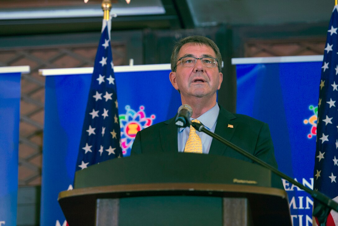 U.S. Defense Secretary Ash Carter speaks to members of the media during a press conference at the Association of Southeast Asian Nations Defense Ministers’ Meeting – Plus in Kuala Lumpur, Malaysia, Nov. 4, 2015. DoD photo by U.S. Air Force Senior Master Sgt. Adrian Cadiz