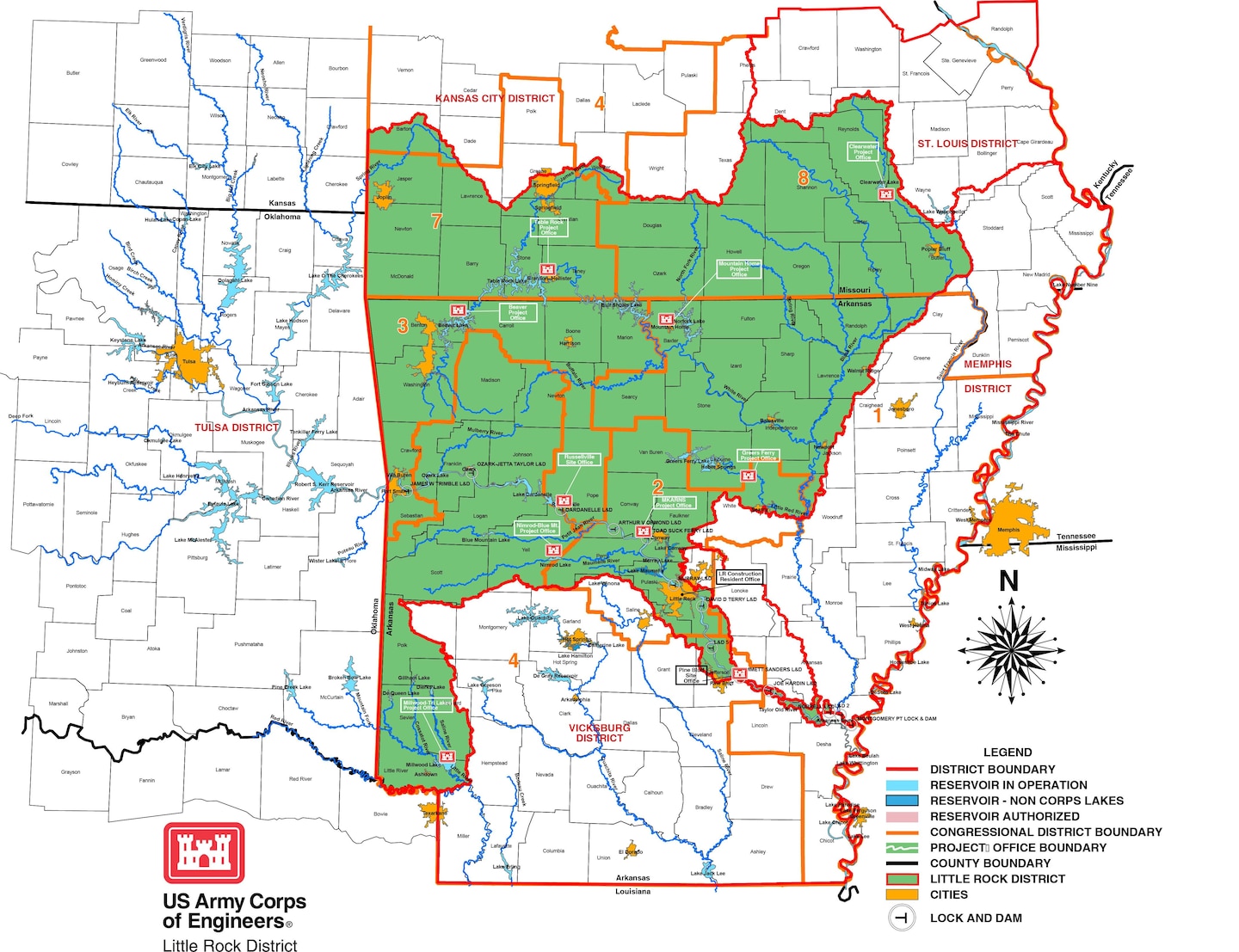 Little Rock District Project Office Map