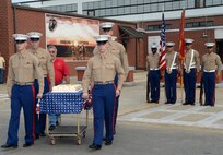 Marine Depot Maintenance Command leaders and its workforce observe the Marine Corps’ 240th birthday with a traditional cake-cutting ceremony in front of the command’s headquarters, Nov. 3. 