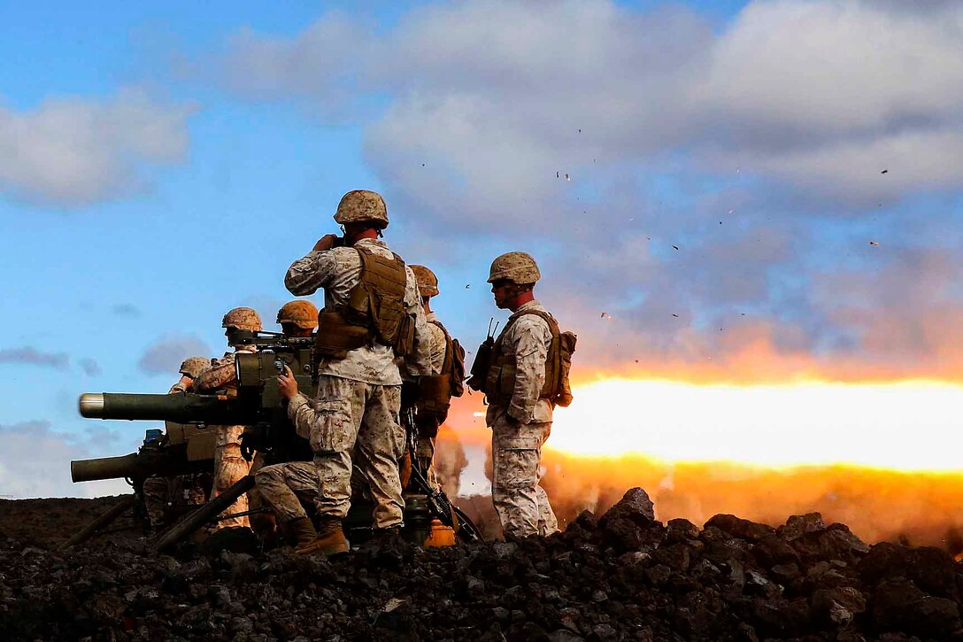 Marines fire a BGM-71 missile during Lava Viper, one of the staples of their predeployment training, at Range 20 on Pohakuloa Training Area in Hawaii, Oct. 30, 2015. The exercise enables the Marines to conduct live-fire and tactical training. U.S. Marine Corps photo by Lance Cpl. Harley Thomas
