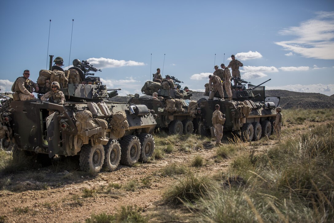 Marines with 4th Light Armored Reconnaissance Battalion, 4th Marine Division, conduct reconnaissance during their final exercise in Trident Juncture, Oct. 31, 2015. The simulated exercise taught the Marines each other’s strengths and weaknesses, allowing them to seek improvement as well as build interoperability among the warfighters. 