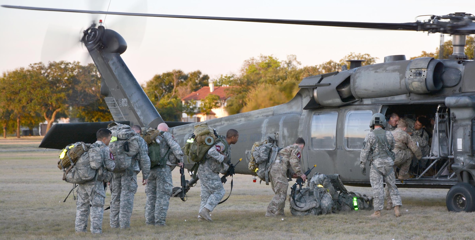 Thirty-two teams boarded Blackhawk helicopters from Fort Sam Houston en route to Camp Bullis to begin Phase II of the 2105 Army Best Medic Competition. The competition took place from Oct. 27 through Friday at Fort Sam Houston and Camp Bullis. 