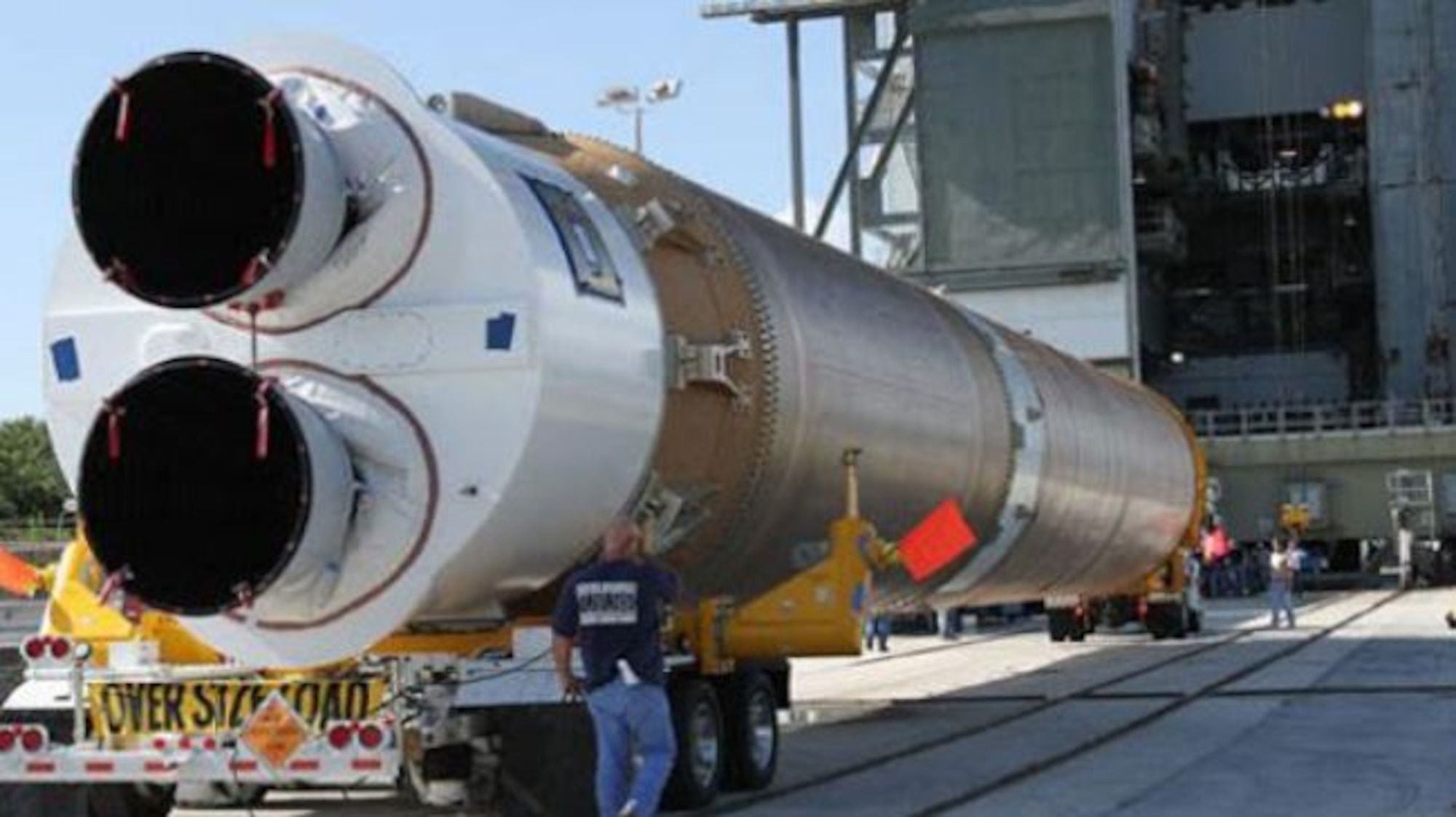 A United Launch Alliance Atlas V space launch vehicle featuring the Russian made RD-180 propulsion system awaits to be stacked at Space Launch Complex 41 at Cape Canaveral Air Force Station, Fla. BAA awards are part of a comprehensive Air Force plan to transition off the Russian made RD-180 propulsion system by investing in industry launch solutions with the ultimate goal to competitively procure launch services in a robust domestic launch market. (U.S. Air Force Photo) 
