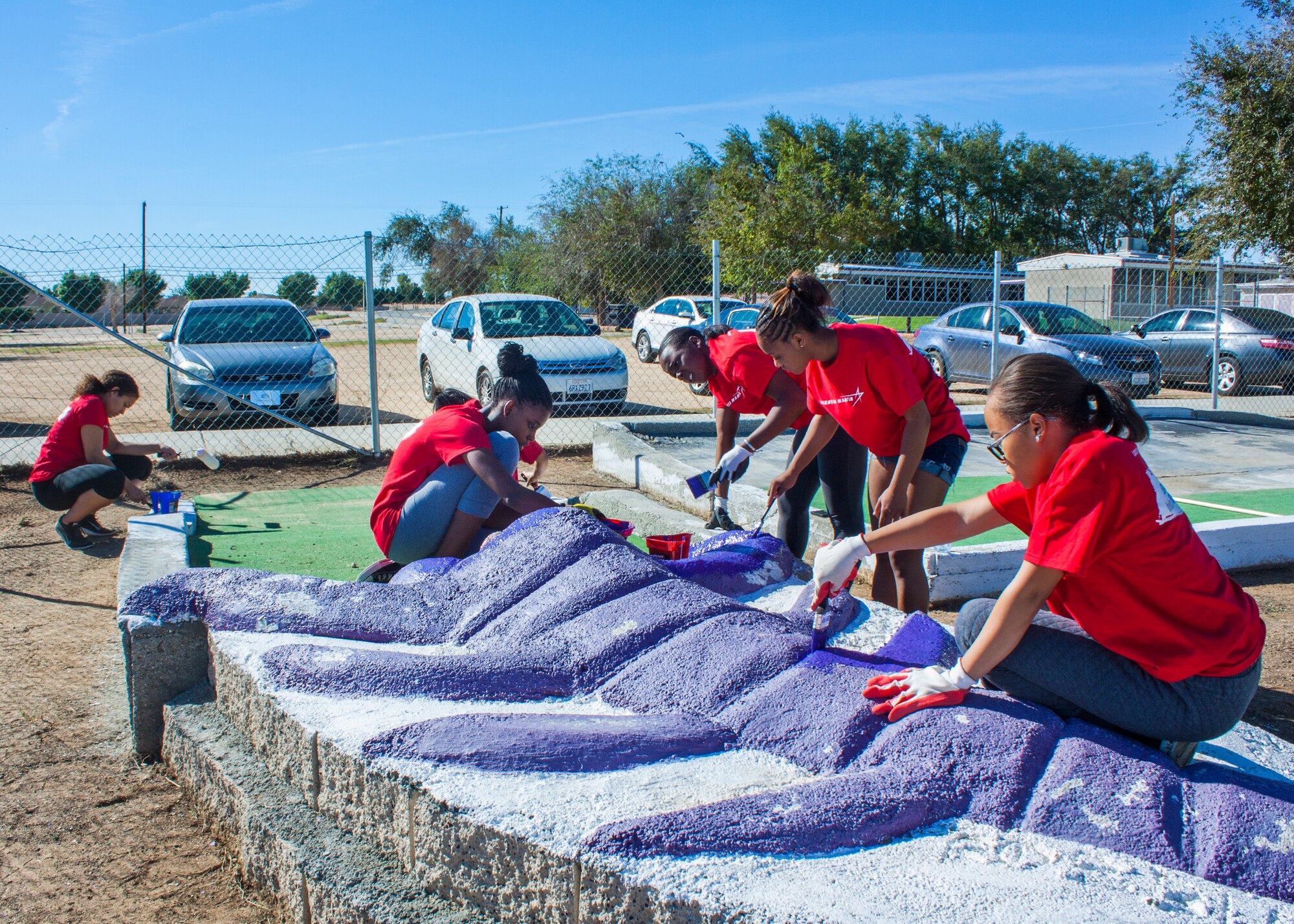 Each hole in the 8-hole course was created by a different graduating class. This hole is shaped as a scorpion, the school’s mascot. (Courtesy Photo)