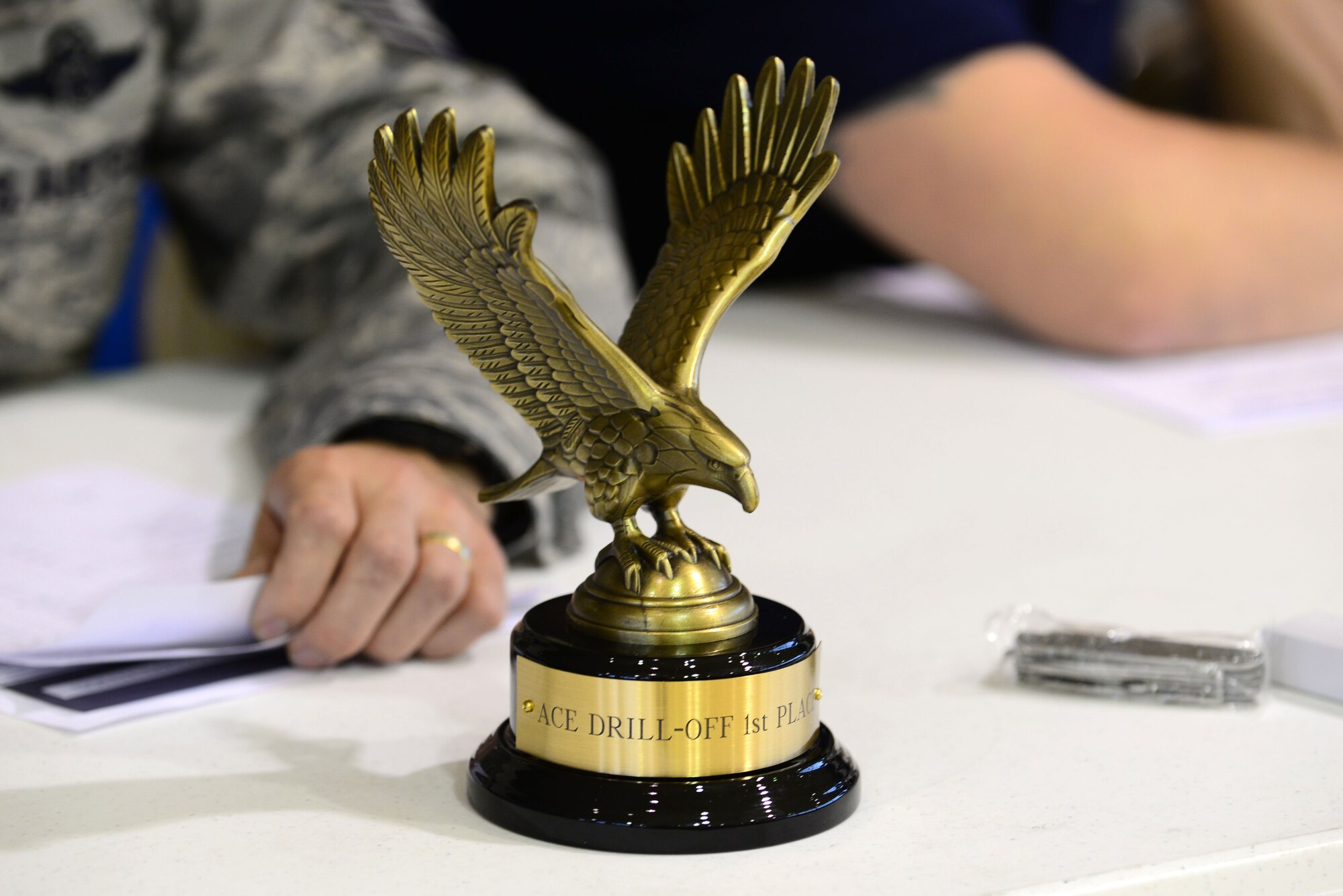 The Langley Airmen Committed to Excellence organization hosted a drill-off competition at Langley Air Force Base, Va., Oct. 28, 2015. The event was held to boost morale and highlight Langley’s professional organizations. (U.S. Air Force photo by Senior Airman Kimberly Nagle/Released)