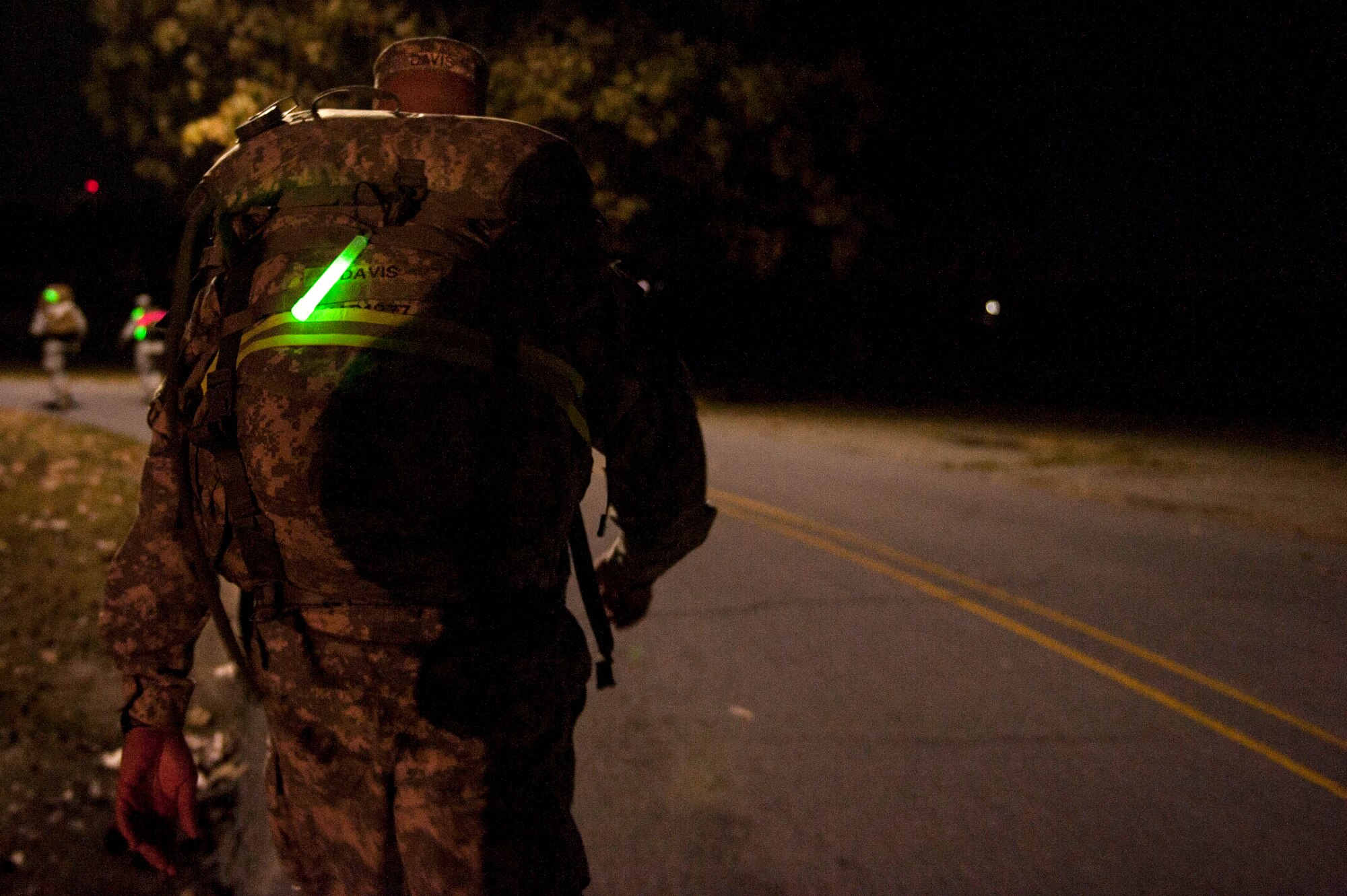 U.S. Army Maj. Sean Davis marches in the Norwegian Foot March Oct. 30, 2015, on Camp Robinson in Little Rock, Ark. Twenty-eight competitors started the march, but only 22 finished in the allotted time. (U.S. Air Force photo by Senior Airman Stephanie Serrano)