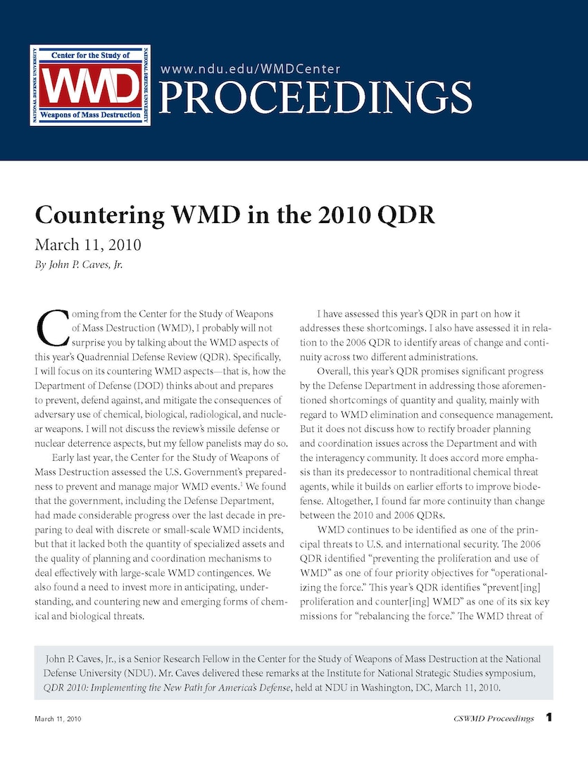 Countering WMD in the 2010 QDR