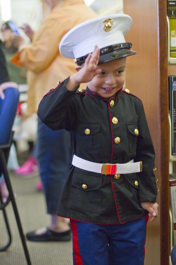 Isaiah, a four-year-old military child, attends the Halloween Bash Oct. 30 at the Gray Research Center Library.